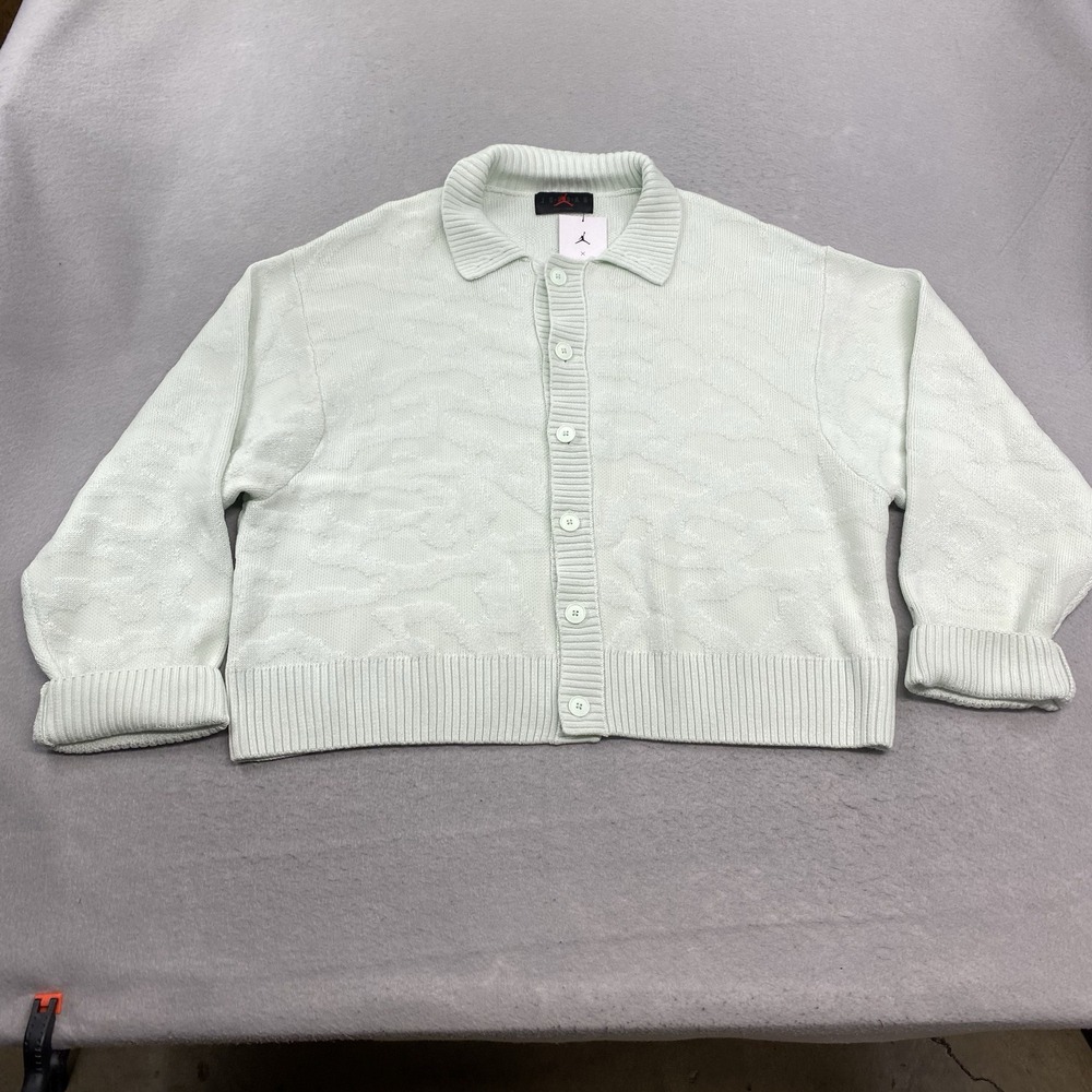 Jordan x J Balvin Cardigan Sweater Mens Large Green Oersized Wool Blend